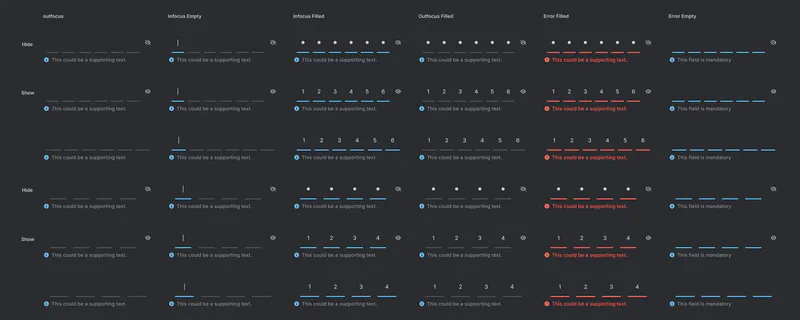 Partitioned Input Fields Dark Mode